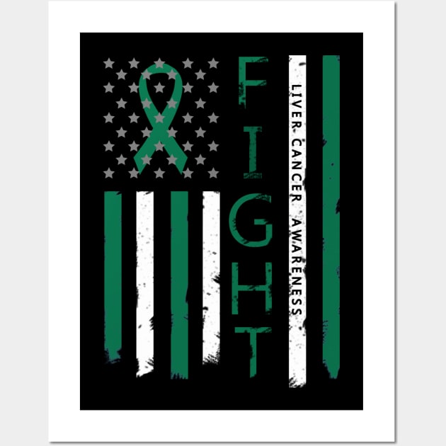 liver cancer  Awareness Ribbon American Flag Wall Art by EduardjoxgJoxgkozlov